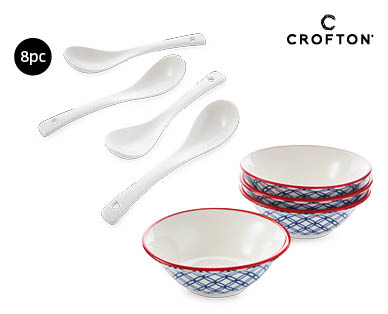 Asian Inspired Spoons and Dipping Bowl Set 8pc