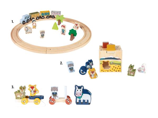 Chemin de fer en bois/​cube à formes/​parade des animaux