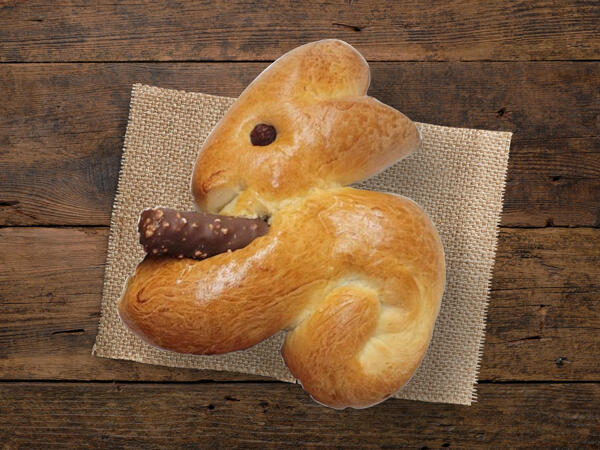 Coniglietto di Pasqua con barretta di cioccolato