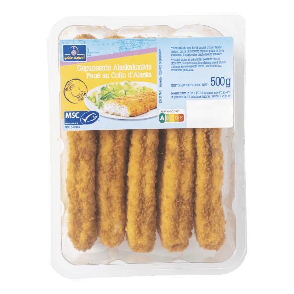 GOLDEN SEAFOOD(R) Gepaneerde alaskakoolvis, 5 st.