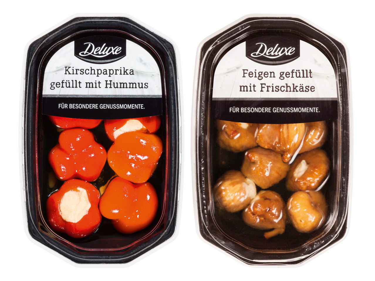 DELUXE Gemüse gefüllt mit Hummus/Früchte gefüllt mit Frischkäse