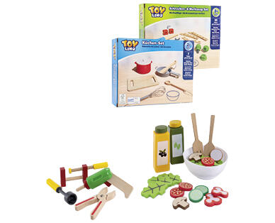 TOY LINO 
 LOT D'ACCESSOIRES EN BOIS POUR LA CUISINE/LE MAGASIN/L'ATELIER