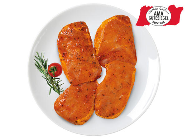 Frische Karree- oder Schopfsteaks mariniert