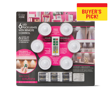 Easy Home 6 LED Puck Lights with Remote Control
