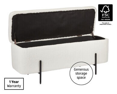 Bouclé Fabric Storage Ottoman