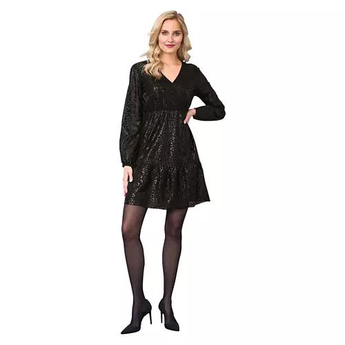 Ladies Metallic Dress - Black, L