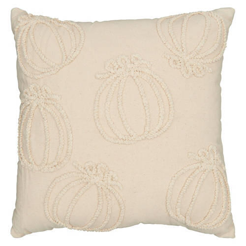 18" x 18" Harvest Decor Pillow - White Tufted Pumpkin