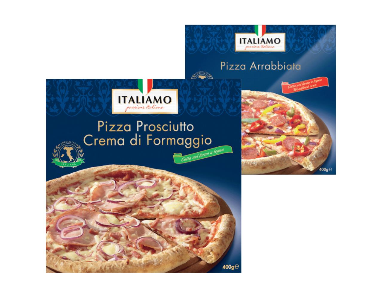 ITALIAMO Stonebaked Pizza Prosciutto Crema di Formaggio/Arrabbiata