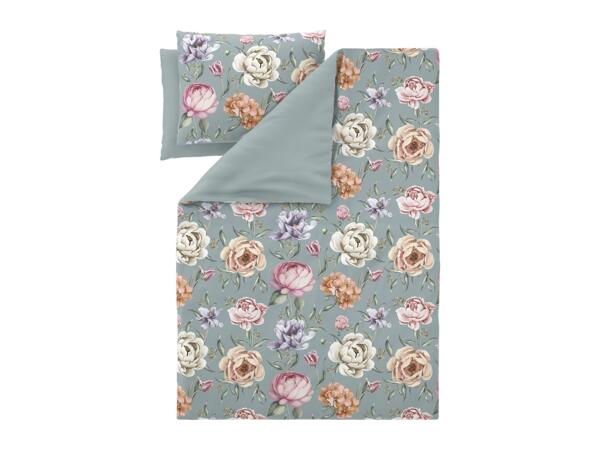Microfibre Satin Duvet Cover Set With Floral Pattern - King