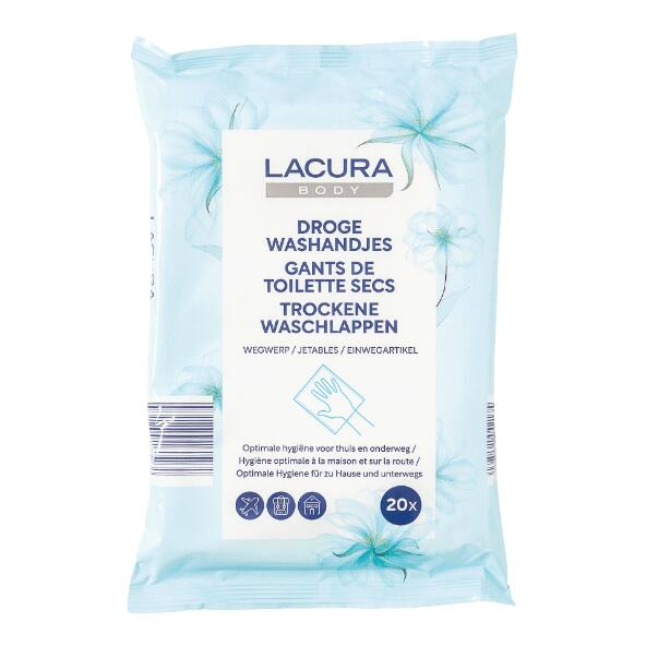 LACURA(R) 				Gants de toilette jetables, 20 pcs