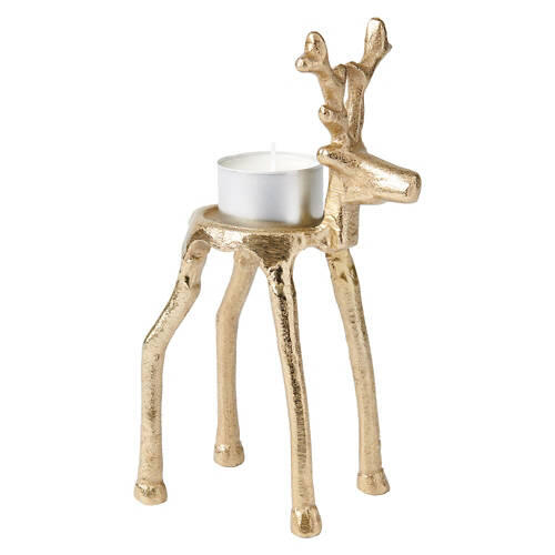 Reindeer Tealight Holder - Gold Reindeer with Head Up