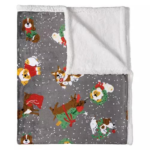 50"x 70" Soft Plush Holiday Pet Throw - Dogs