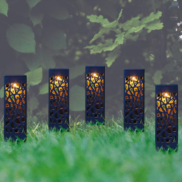 LED-Solar-Sticks 5er oder Solarfackeln 5er