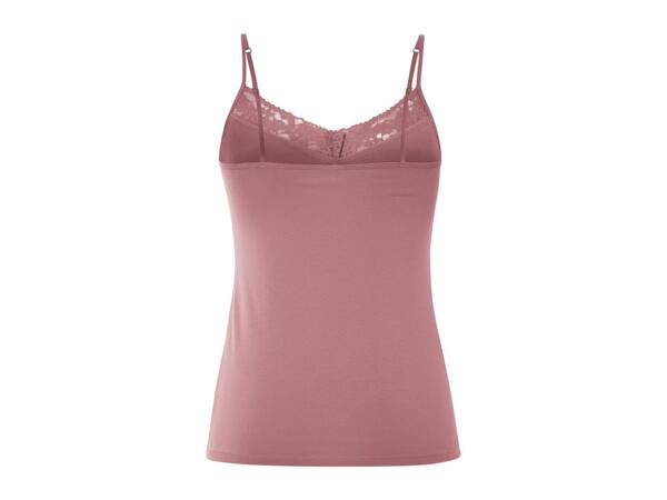 Esmara Ladies' Lace Trim Vest Tops - 3 Pack - Dark Pink