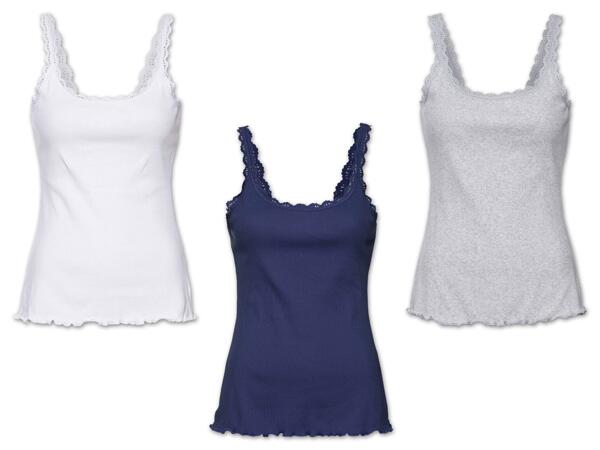 Damen Ripptop mit Spitze, 3 Stück