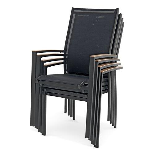 Alu-Stapelsessel Midi Holzoptik Set, 4-teilig