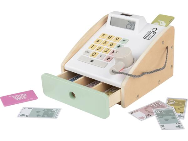 Wooden shop till set, scales set, play food set or play shopping basket