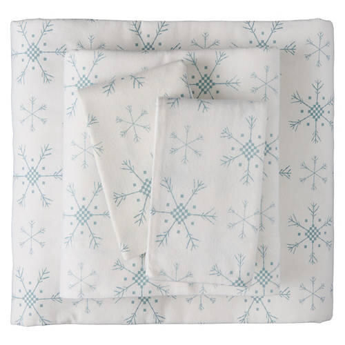 Queen Size Flannel Sheet Set - Snowflakes