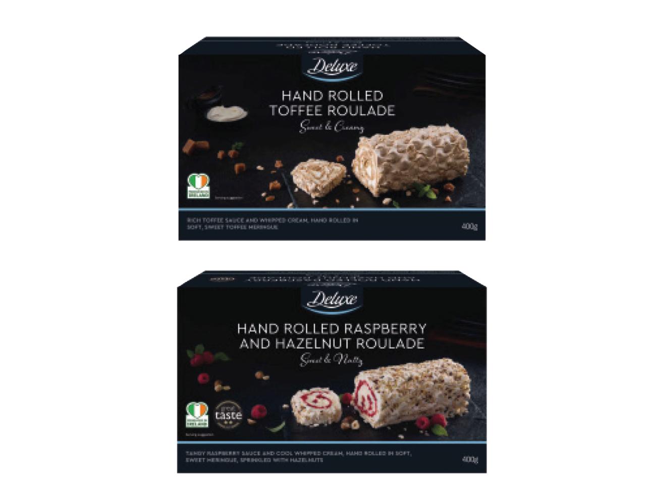 DELUXE Hand Rolled Toffee/Raspberry Roulade