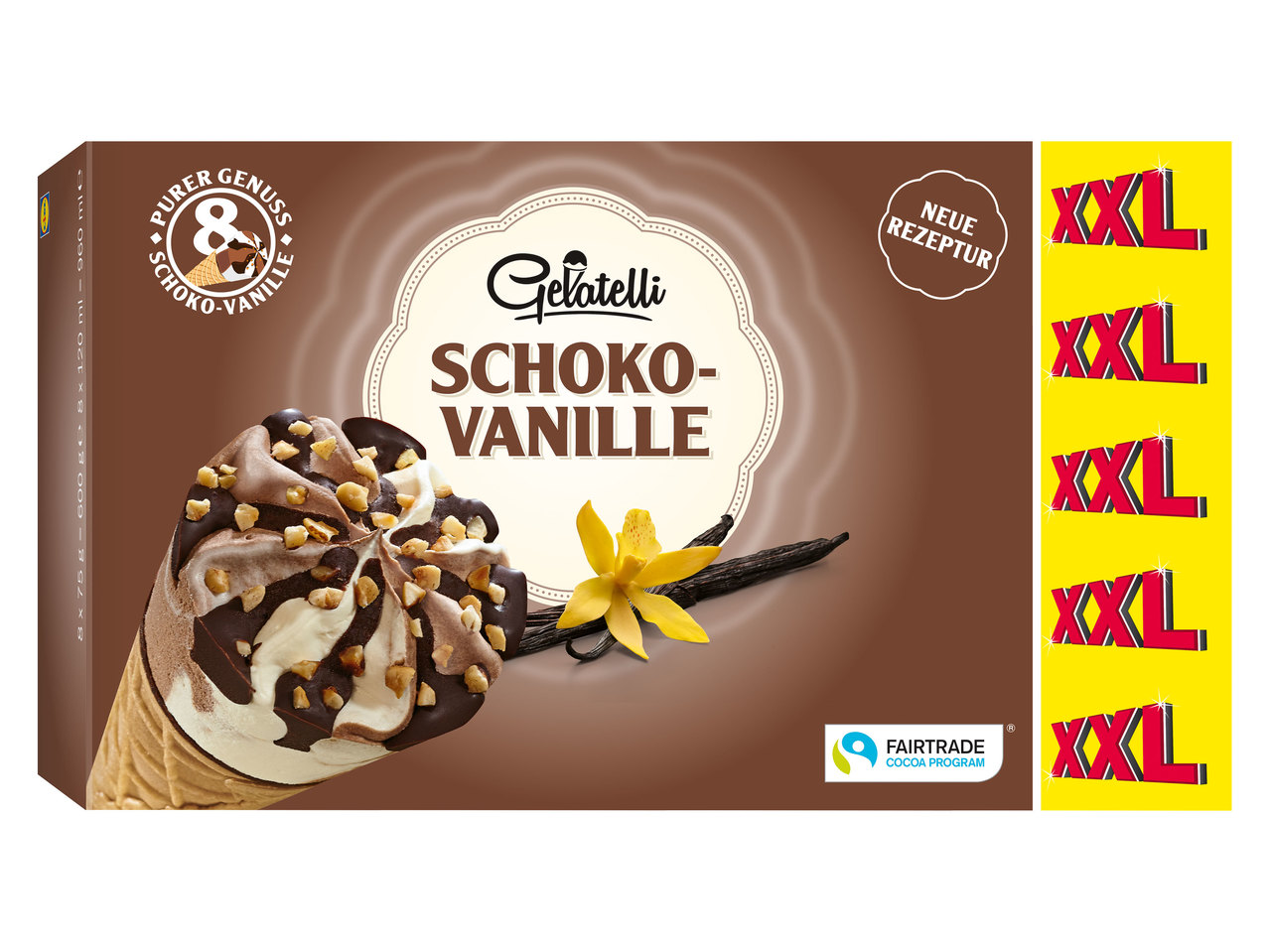 GELATELLI Waffeltüten Schoko-Vanille 8x 120 ml