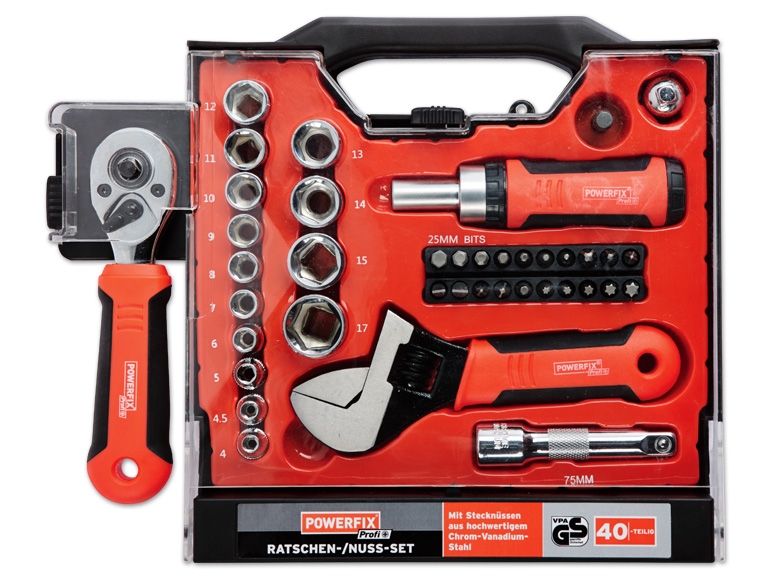 POWERFIX(R)PROFI+ Ratschen-/Schrauber-Set, 40-teilig
