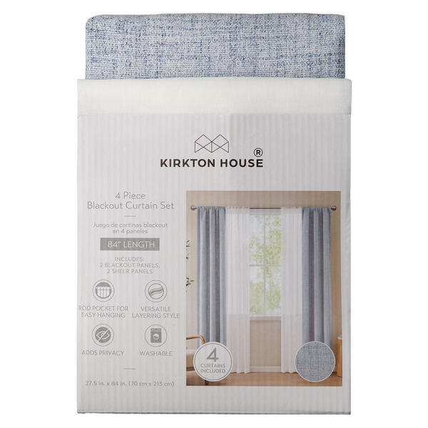 KIRKTON HOUSE 4pc Blackout Curtain Set - Blue
