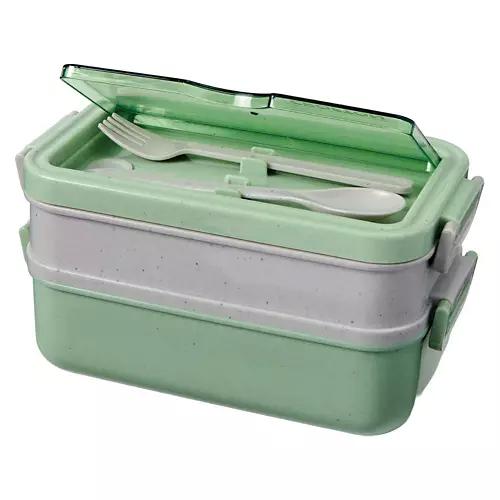 Two Tier Food Storage Box, Green & Gray