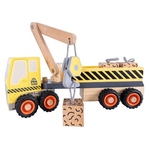 Kids Wooden Vehicle Play Set - Construction Truck