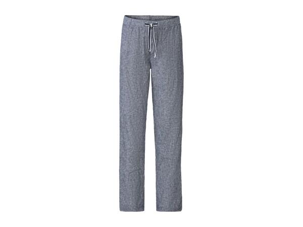 Livergy Men's Linen-Blend Trousers Straight Fit