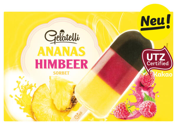 Ananas-Himbeer Stieleis