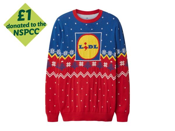 Men's Red & Blue Lidl Christmas Jumper