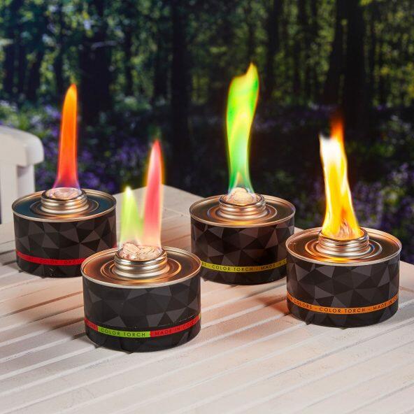 Olielampe med farvet flamme