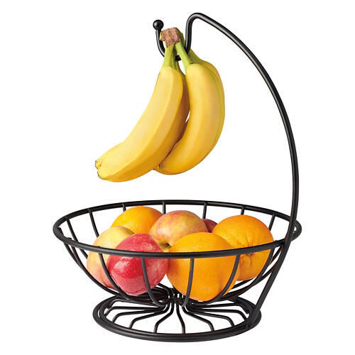 Banana Hanger with Fruit Basket - Matte Black