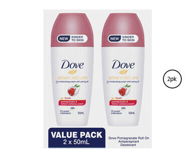 Dove Antiperspirant Roll-On Deodorant for Men or Women 2 x 50ml