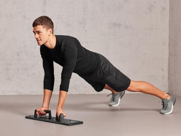 2kg dumbbell set, push-up board or kettlebell