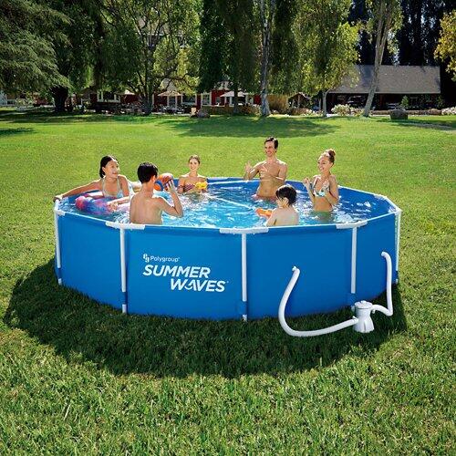SUMMER WAVES Piscine ronde en tubes d'acier, 366 × 76 cm avec pompe filtrante RX330