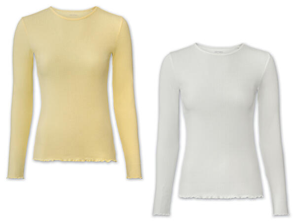 Damen Ripp-Langarmshirt, 2 Stück