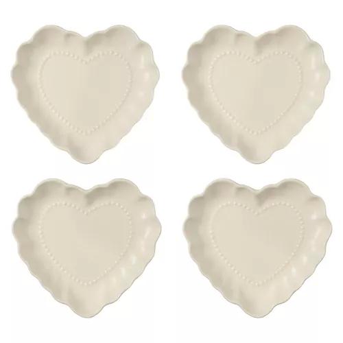 4 Pack Heart Shaped Plates, White