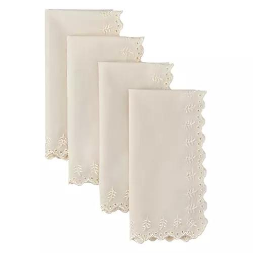 4 Pack Napkins - Beige Eyelet