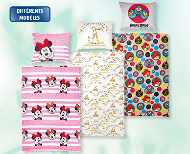 Parure de lit en flanelle ANGRY BIRDS/DISNEY/ICH EINFACH UNVERBESSERLICH/WEISST DU EIGENTLICH WIE LIEB ICH DICH HABTM