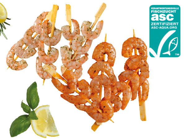 Frische ASC White Tiger Garnelenspieße