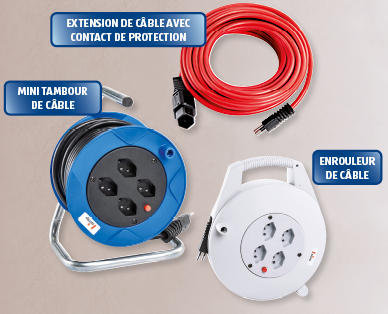 Extension de câble avec contact de protection/Mini tambour de câble/ enrouleur de câble WORKZONE(R)