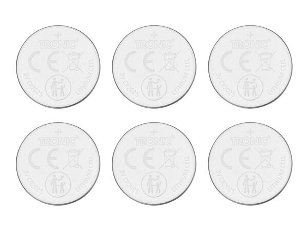 Tronic CR2025 Button Cell Batteries - 6 Pack