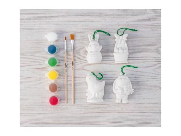 Crelando Paint Your Own Easter Decorations - 12 Piece Set - Easter Bunnies and Chick