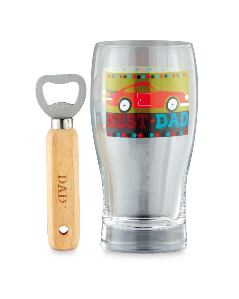 Best Dad Pint Glass & Bottle Opener