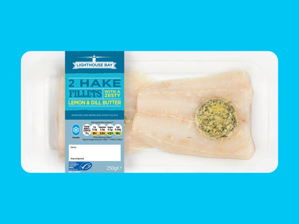 Lighthouse Bay 2 MSC Hake Fillets with Lemon & Dill Butter