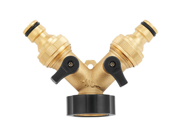 Brass 2-Way Hose Splitter/Brass Hose Connector System