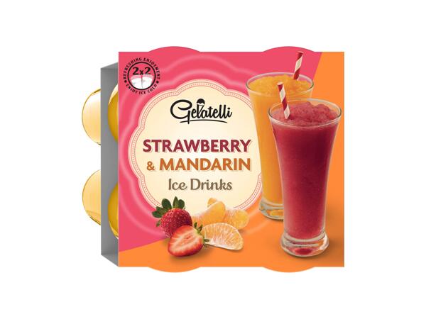 Strawberry and mandarine ice drinks
