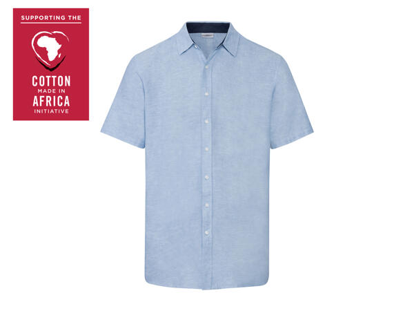Livergy Men's Linen-Blend Short-Sleeve Shirt
