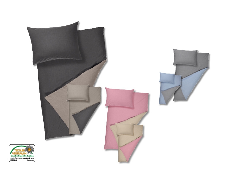 Parure de lit double-face en coton chambray